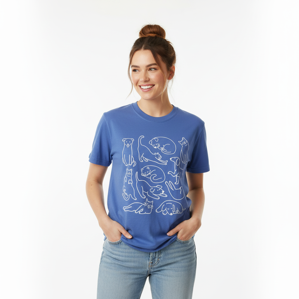 Hand-Drawn Cat & Dog Doodles T-Shirt