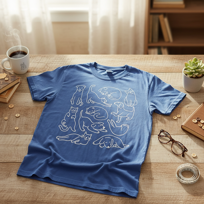 Hand-Drawn Cat & Dog Doodles T-Shirt