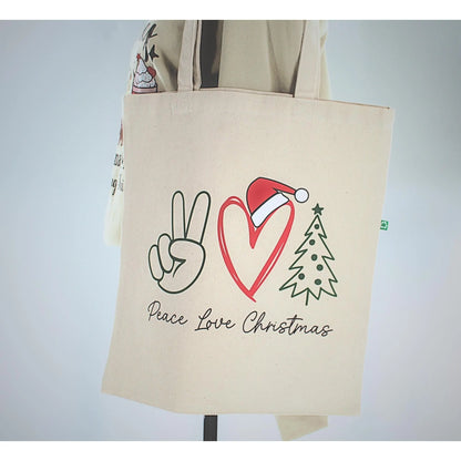 Peace Love Christmas Tote Bag