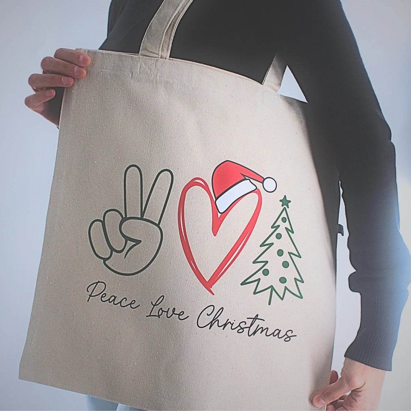 Peace Love Christmas Tote Bag