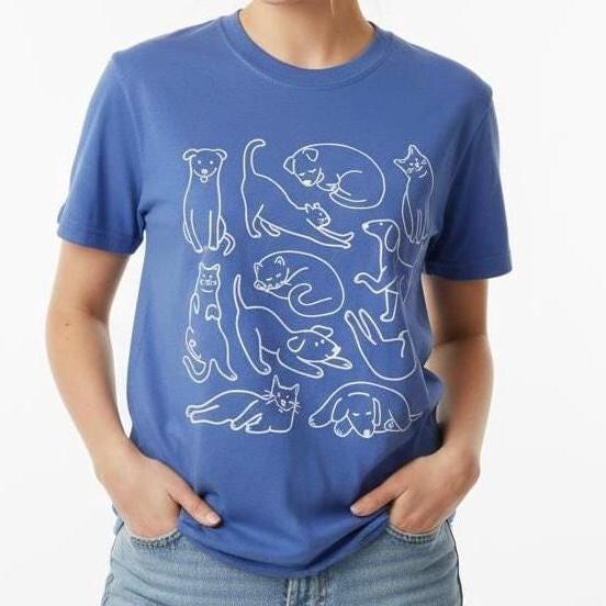 Hand-Drawn Cat & Dog Doodles T-Shirt