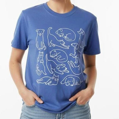 Hand-Drawn Cat & Dog Doodles T-Shirt